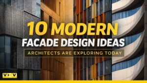 Modern building facades with metal, glass, and colorful cladding panels showcasing 10 modern facade design ideas explored by architects – Phomi MCM India