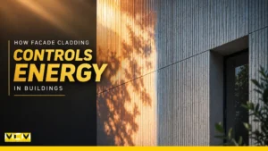 Facade cladding controlling building energy efficiency with sunlight on modern textured exterior wall | Phomi MCM India blog